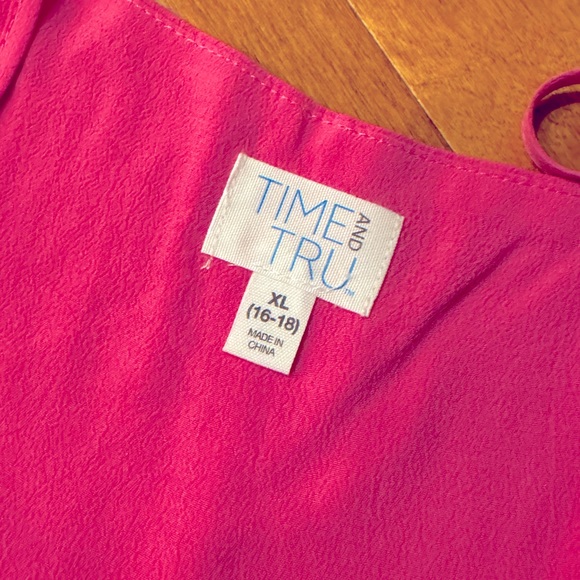 🆕NWT Cami Tank Top Barbie Pink spaghetti straps Time and Tru Women's Tiered XL - Picture 9 of 11